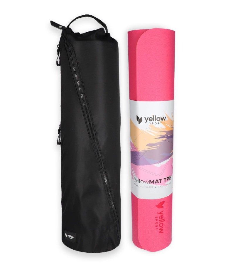 yellowMAT TPE saltea de exerciții roz-portocaliu + sac - Imagine 2